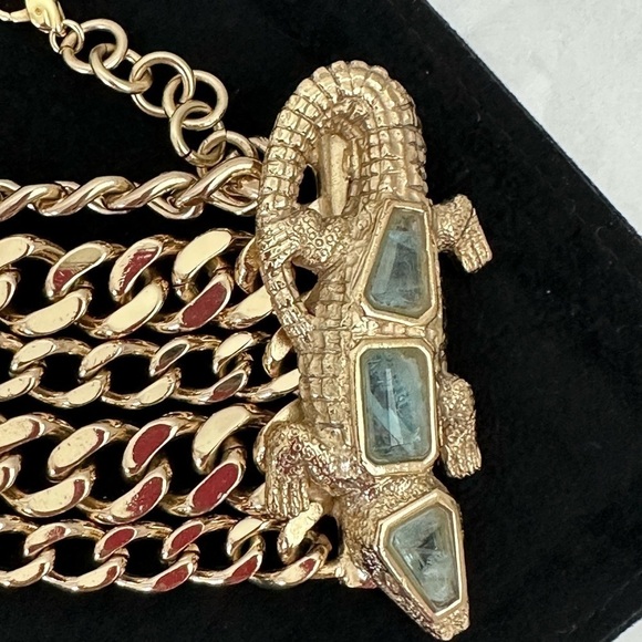 Bracelet Designer Gold Plated - Alligator Clasp with Natural Stones. Some wear. - Picture 2 of 9